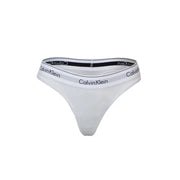 Calvin Klein womens white cotton modal thong with black and white branded waistband