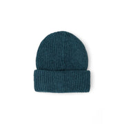 Calvin Klein Bonnet en laine pour homme, couleur sarcelle, à maille côtelée et revers replié, vue de face
