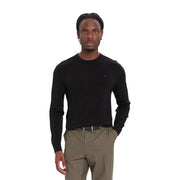 Calvin Klein Pull en laine noir pour homme, manches longues et col rond, vue de face