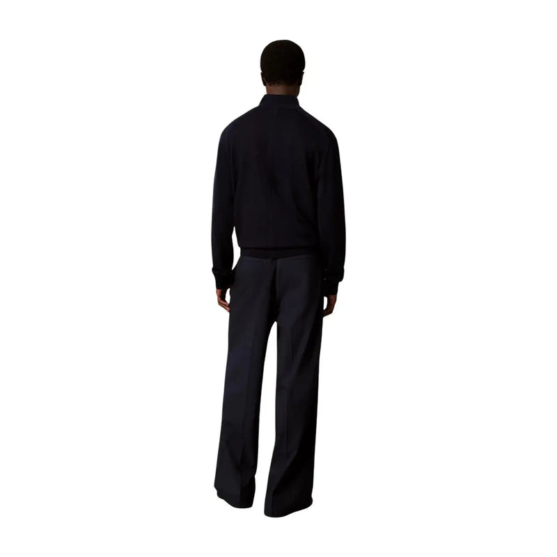 Calvin Klein Pull en laine noire pour homme, en maille côtelée aux poignets et au col, vue de face