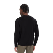 Calvin Klein Pull en laine noir pour homme, manches longues et col rond, vue de face