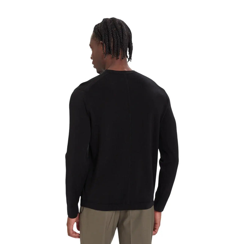 Calvin Klein Pull en laine noir pour homme, manches longues et col rond, vue de face
