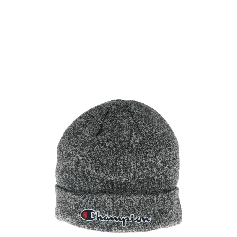 Champion gray beanie made of heathered knit with a folded cuff and embroidered logo for casual wear
