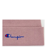 Champion women’s pink knitted beanie with embroidered logo made of 100 percent polyester