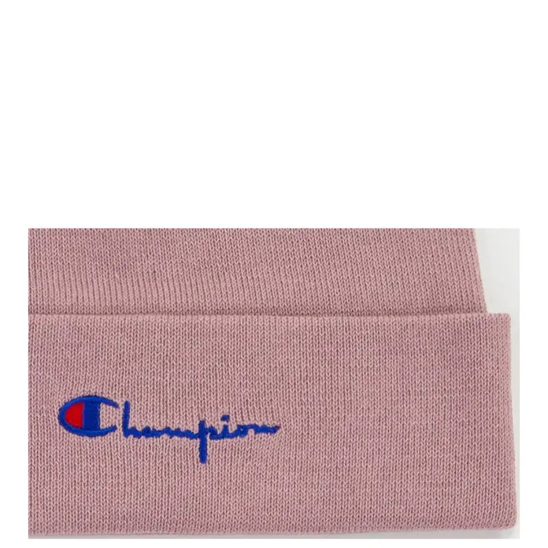 Champion women’s pink knitted beanie with embroidered logo made of 100 percent polyester