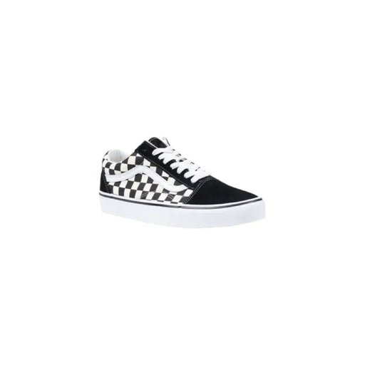 Black and White Checkerboard Vans sneaker displayed in a retail setting