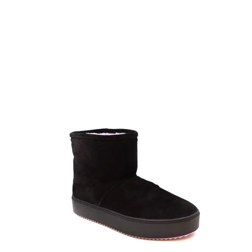 Chiara Ferragni black suede slip-on ankle boots with platform sole