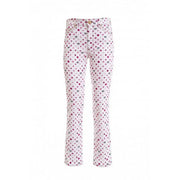 Jean en denim blanc de coton pour femme Chiara Ferragni, orné d'étoiles roses et de petits yeux noirs de dessin animé.