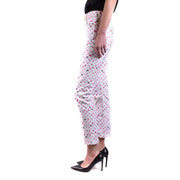 Jean blanc en coton pour femme Chiara Ferragni avec motif d'étoiles roses et petits yeux noirs de dessin animé