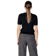 pull à manches courtes en maille côtelée noire top à col rond de la collection de tricots pour femmes Choral