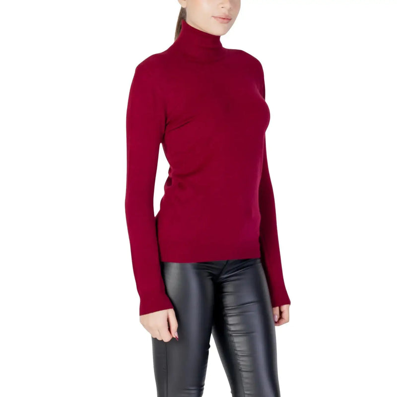 Pull à col roulé Choral pour femme, couleur bordeaux, en maille lisse et ajustée, confectionné dans un mélange de viscose.