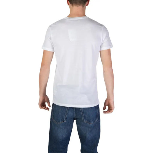 T-shirt homme Ciao Sportswear blanc en coton, col rond, manches courtes, style décontracté, vue de face