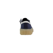 Chaussures basses à lacets Clarks pour hommes, en toile bleu marine.top Baskets avec languette arrière en caoutchouc blanc et semelle texturée beige