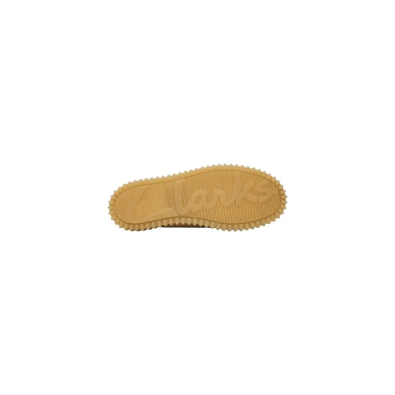Semelle en caoutchouc beige avec adhérence texturée et logo Clarks en relief sur chaussures à lacets Clarks pour hommes, en tissu blanc, article 26187380
