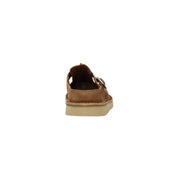Pantoufles Clarks pour homme, mocassins en cuir beige et daim marron, sandale, boucle argentée et semelle en caoutchouc beige clair, pointure 44.