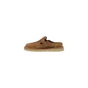 Pantoufles Clarks pour homme, mocassins en daim beige, à enfiler, avec une simple bride et une semelle en caoutchouc beige, pointure 44.