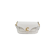Blanc Coccinelle Sac bandoulière en cuir avec fermoir CC doré