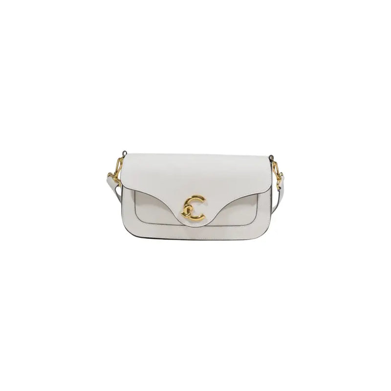 Blanc Coccinelle Sac bandoulière en cuir avec fermoir CC doré