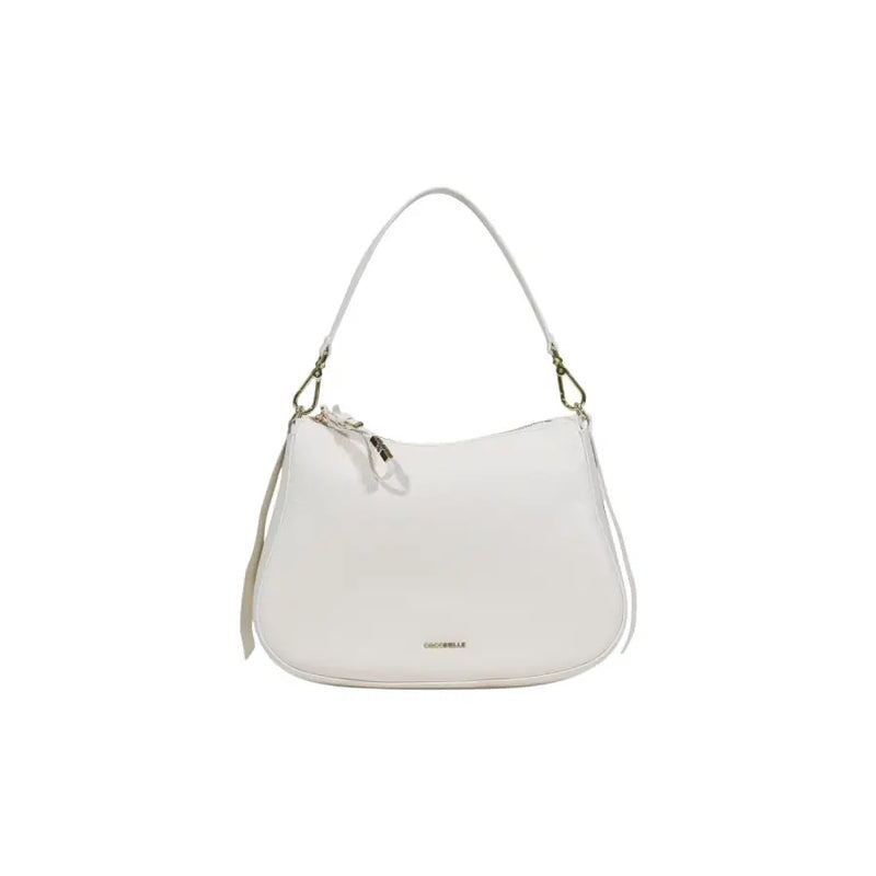 Blanc élégant Coccinelle Sac hobo en cuir avec détails dorés et poche zippée