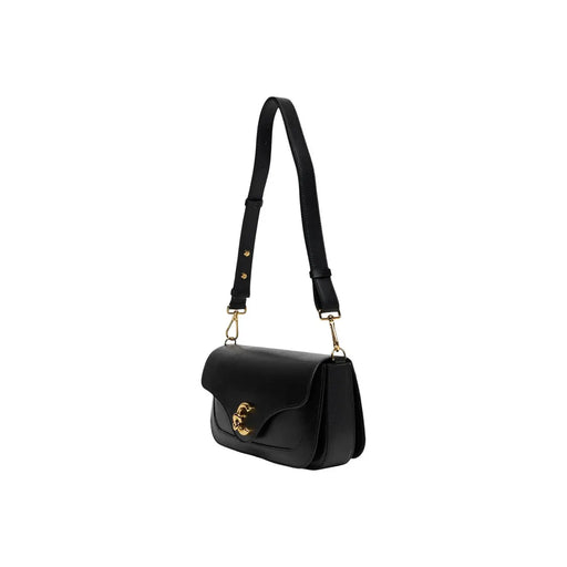 Coccinelle Sac bandoulière femme en cuir noir de 26 cm avec finitions dorées et fermoir logo distinctif