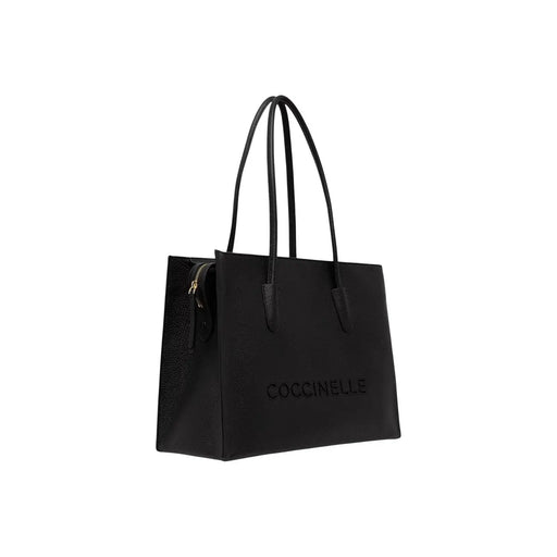 Sac cabas en cuir noir pour femme par Coccinelle avec logo en relief et panneau latéral texturé W40.5