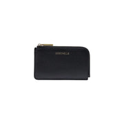 Portefeuille femme en cuir noir texturé, style coccinelle, zippé, avec tirette dorée, dimensions : L 13 x H 8,5 x P 0