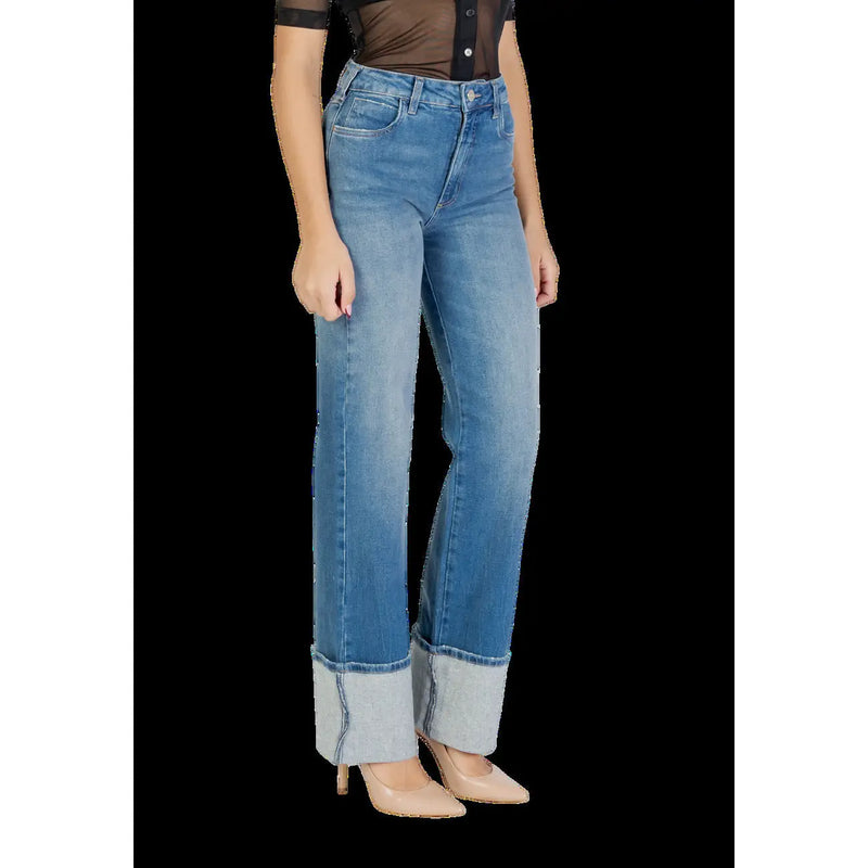 Jean slim taille haute en coton bleu pour femme de la marque Colcci, avec ourlets retroussés et coupe ajustée.