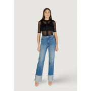 Jean slim taille haute en coton bleu avec ourlets roulés pour femme de la marque Colcci (vue de face)