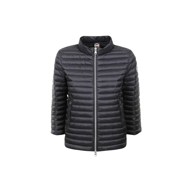 Doudoune noire matelassée à col montant et fermeture éclair argentée de la collection de vestes à capuche en nylon pour femmes Colmar Originals
