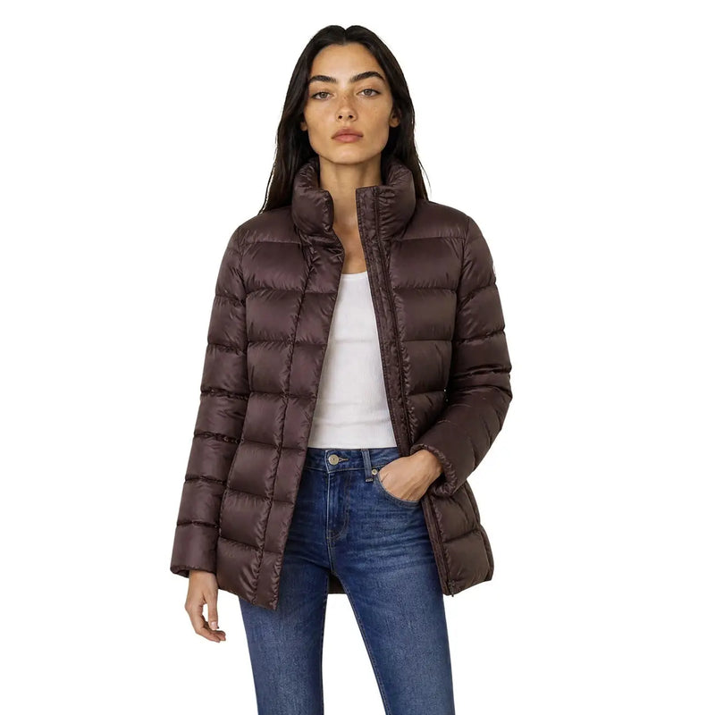 Doudoune matelassée élégante en polyester marron foncé, à col montant et fermeture éclair, signée Colmar Originals pour femme