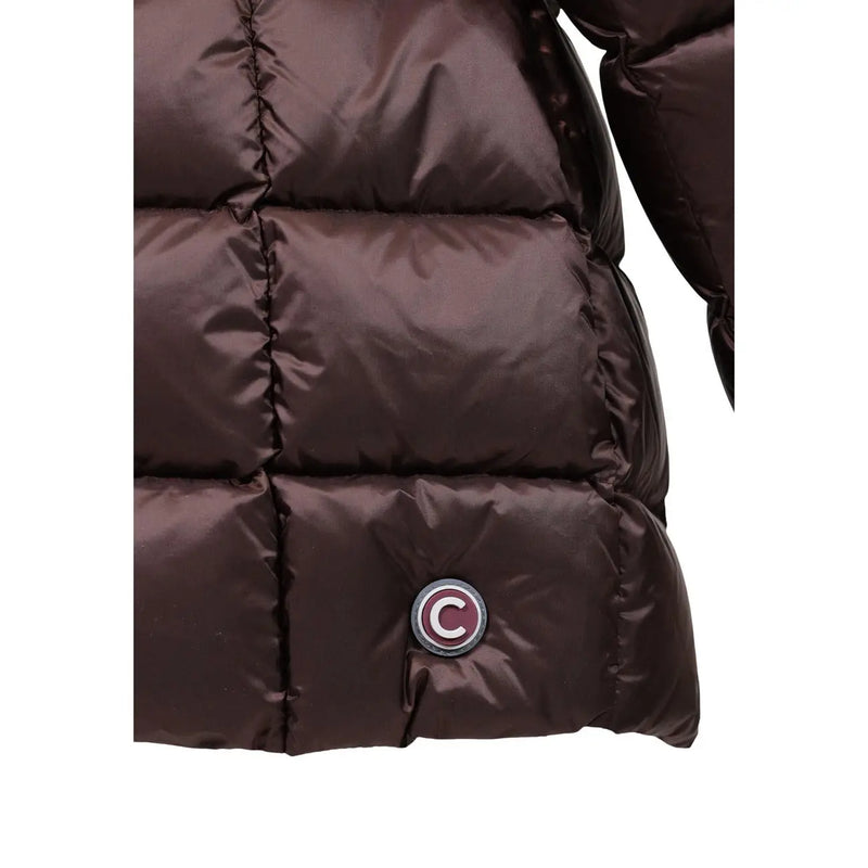 Veste matelassée marron en polyester Colmar Originals pour femme, finition satinée brillante et logo circulaire sur le devant