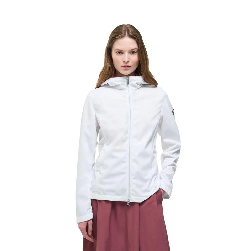 Colmar originals women white hooded polyester blazer with full-length zipper and subtle branding on left sleeve