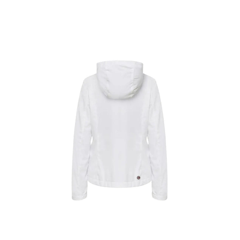 White hooded polyester blazer by Colmar Originals showing the back with sleek minimalist design and subtle branding