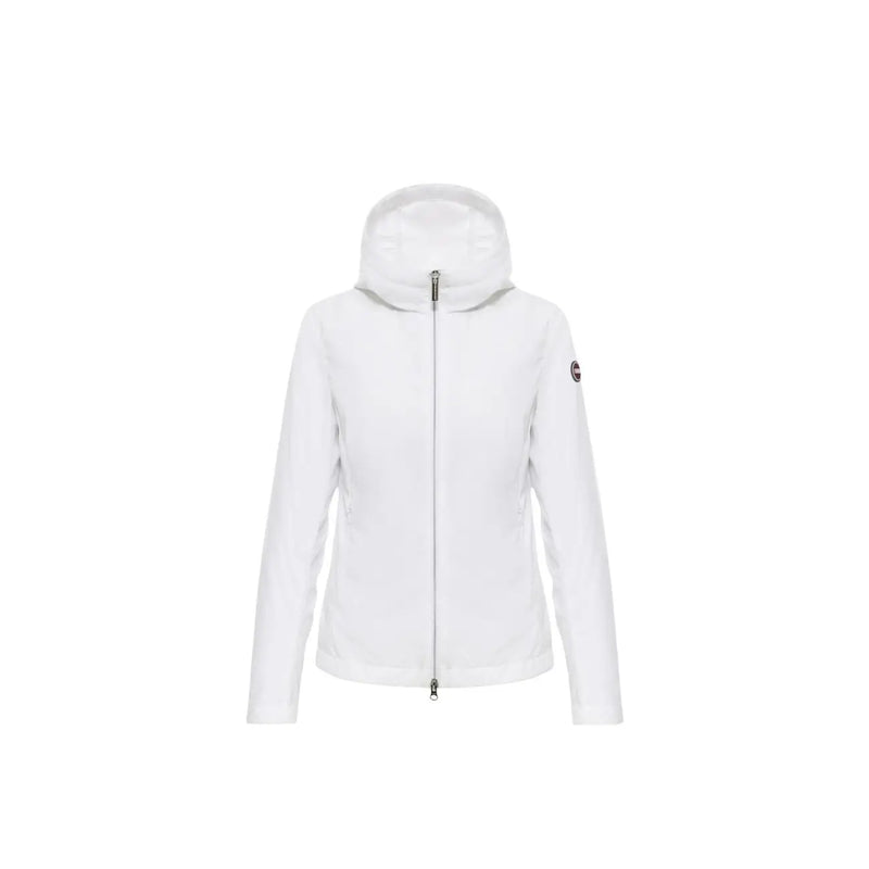 Colmar originals women white hooded polyester blazer featuring a sleek modern design and subtle moncler branding on sleeve