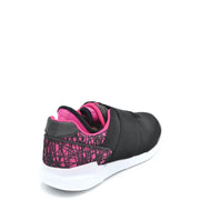 Colmar Women Black Nylon Slip-On Sneakers with Pink Geometric Heel