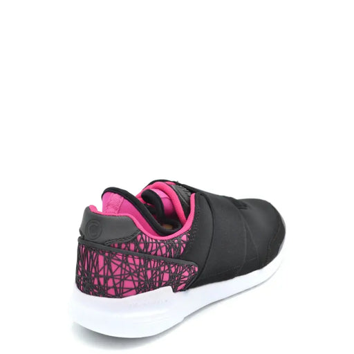 Colmar Women Black Nylon Slip-On Sneakers with Pink Geometric Heel