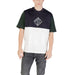 Color-blocked short sleeve T shirt with logo, stylish casual apparel for men and women