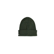 Columbia Bonnet pour homme en maille côtelée vert foncé, revers replié et logo discret sur le côté, vue de face