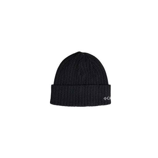 Columbia Bonnet pour homme en maille côtelée noire avec revers et petit logo blanc, vue de profil