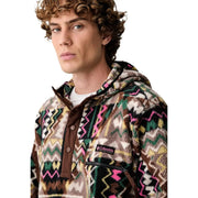 Columbia Sweat à capuche en polaire marron pour homme avec motif géométrique coloré en polyester marron, vert, rose et beige