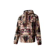 Columbia Sweat à capuche homme en polaire marron avec motif géométrique vibrant en polyester et patte de boutonnage avant marron foncé