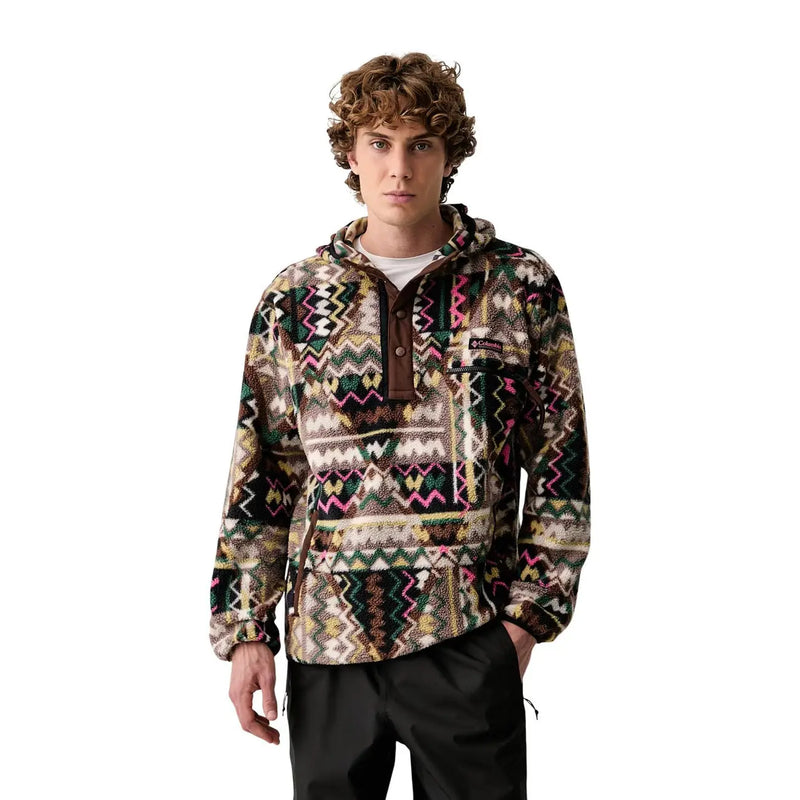 Columbia Sweat à capuche en polaire marron pour homme, orné d'un motif géométrique vibrant dans des tons naturels et confectionné en polyester.