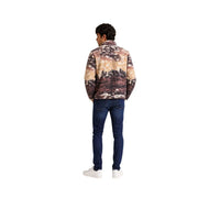 Columbia Sweat-shirt polaire homme marron à capuche en polyester, orné d'un imprimé détaillé de paysages de montagne dans des tons naturels.