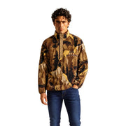 Columbia Sweat-shirt homme en polaire marron à capuche, en polyester avec motif camouflage marron et beige et demi-zip sur le devant
