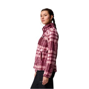 Columbia Sweat à capuche zippé rose en polaire pour homme, en polyester à carreaux bordeaux et blancs avec une finition texturée douce.