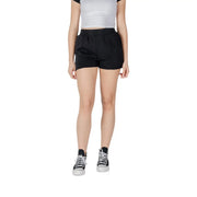 Converse women black cotton fleece high waisted shorts with elastic waistband and relaxed tapered fit