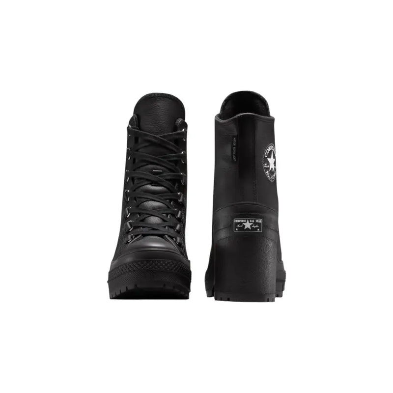 Converse Women Black Leather High-Top Ankle Boots with Chunky Sole