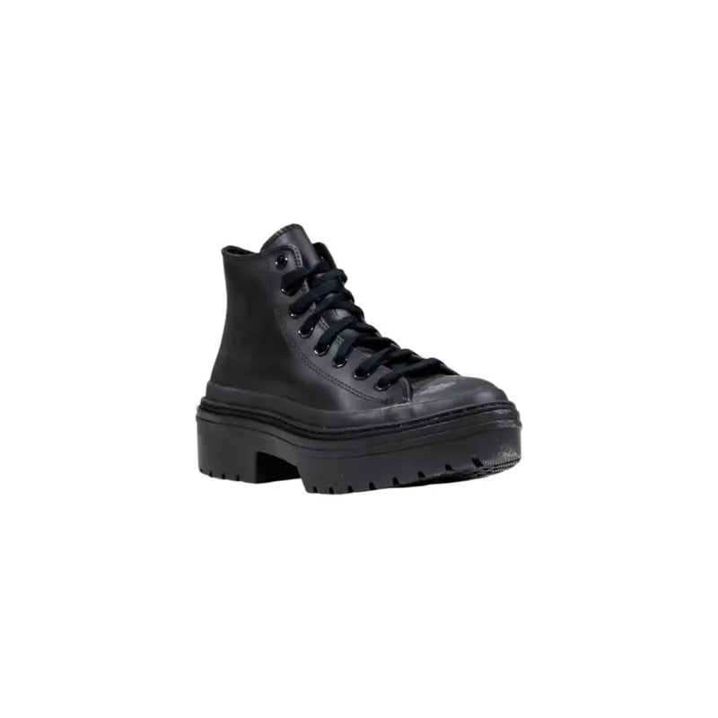 Converse women black leather high-top sneaker with chunky platform sole