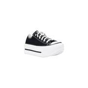 Converse black canvas platform sneakers with white laces and thick sole