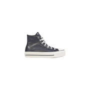 Converse black platform high-top sneaker with patent leather and thick sole